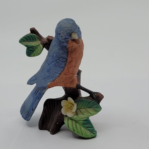 Bluebird on Branch with Flower Decorative Figure